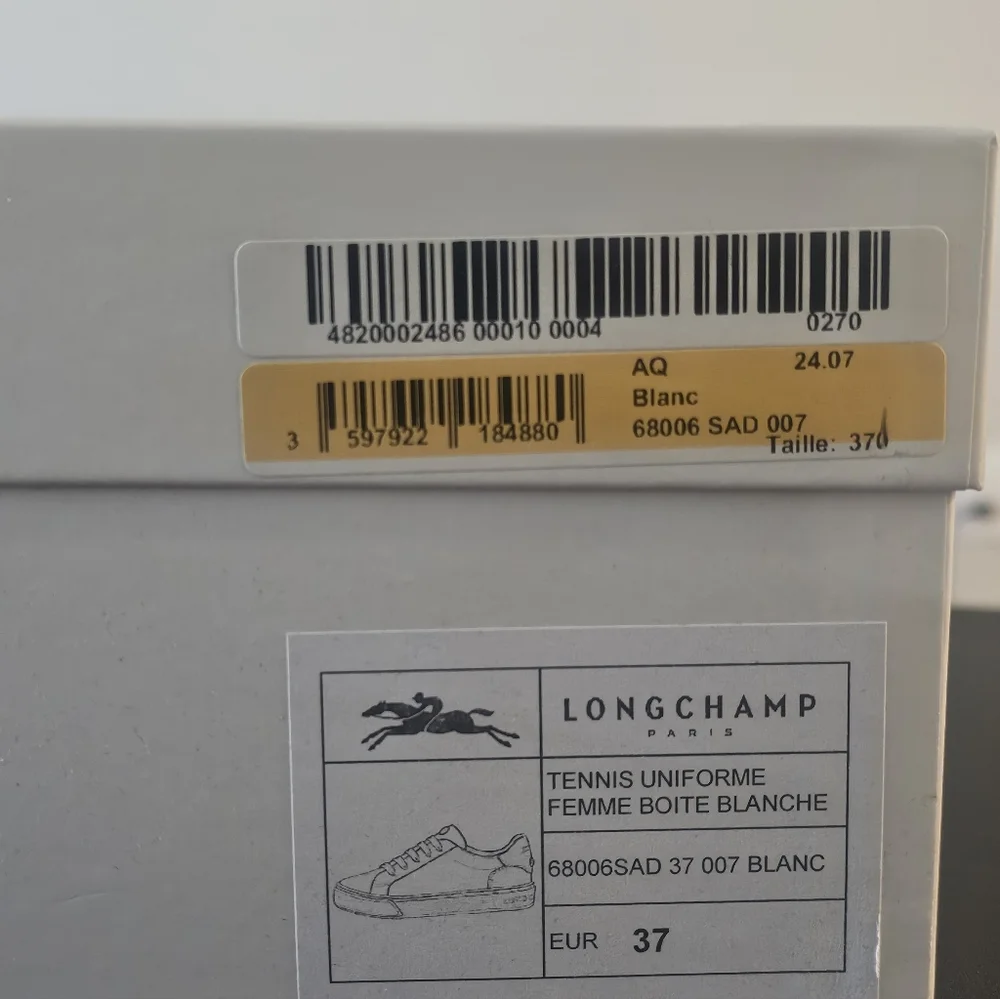 Longchamp White Sneakers with Brown Detail Size 37